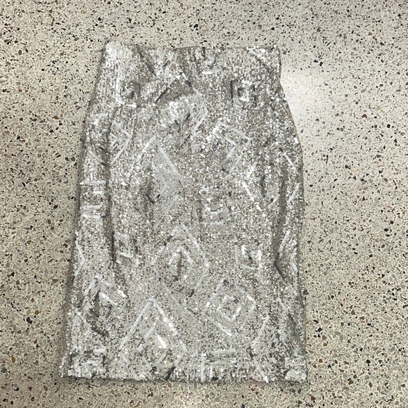 Skies are Blue champagne midi side zip skirt sequin medium m - Picture 1 of 7